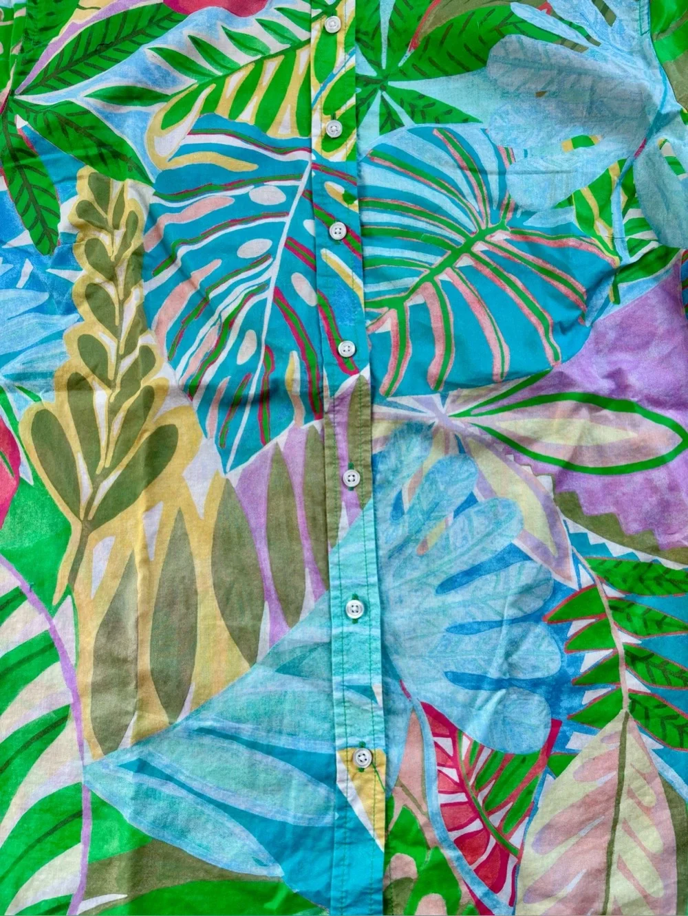 Talbots Tropical Print Button-Down Shirt XL